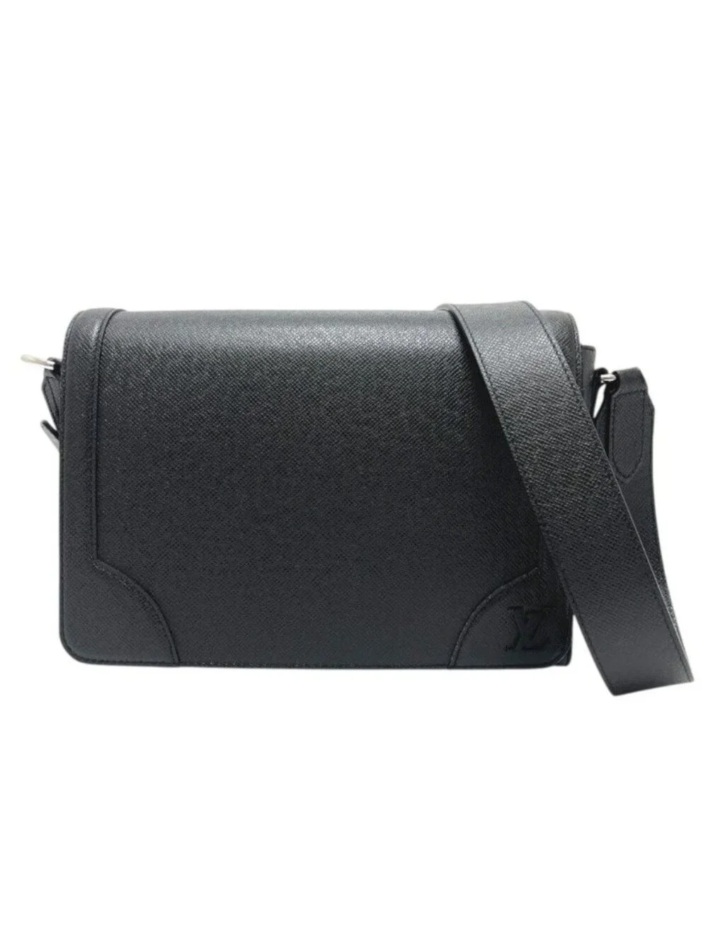 Louis Vuitton Shoulder Bag New Flap Messenger M Taiga Leather Noir Black